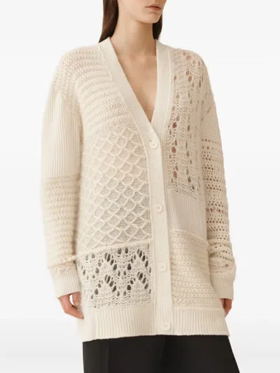 Fabiana Filippi Cardigan In Platinum And Mohair In Neutral