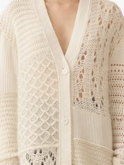 Fabiana Filippi Cardigan In Platinum And Mohair In Neutral