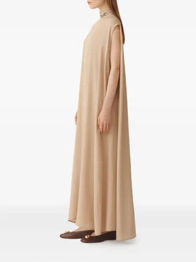 Fabiana Filippi Jewelled-embroidered Cape Maxi Dress In Neutral