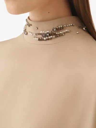 Fabiana Filippi Jewelled-embroidered Cape Maxi Dress In Neutral