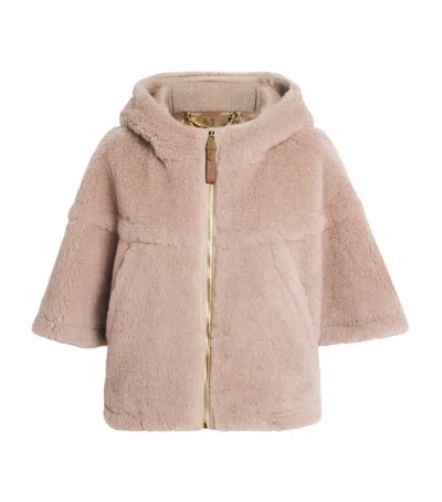 Max Mara Alpaca-wool-silk Cape Poncho In Pink