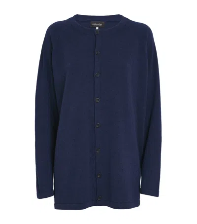 Eskandar Cashmere Raglan-sleeve Cardigan In Blue
