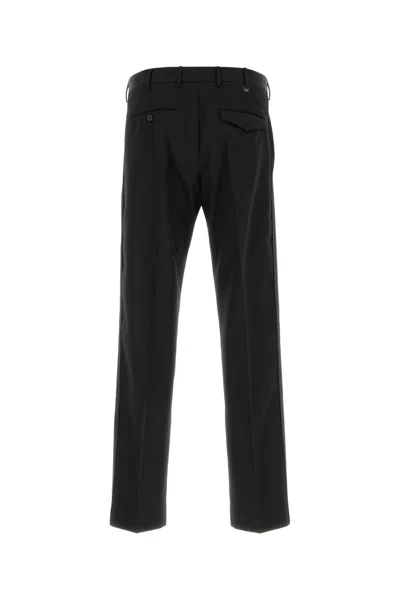 Pt Torino Cotton Michael Straight Leg Trousers In Black