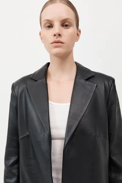 St Agni Leather Longline Jacket In Black