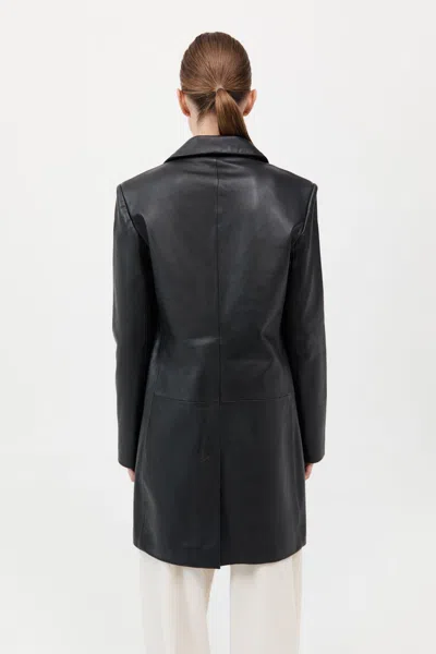St Agni Leather Longline Jacket In Black