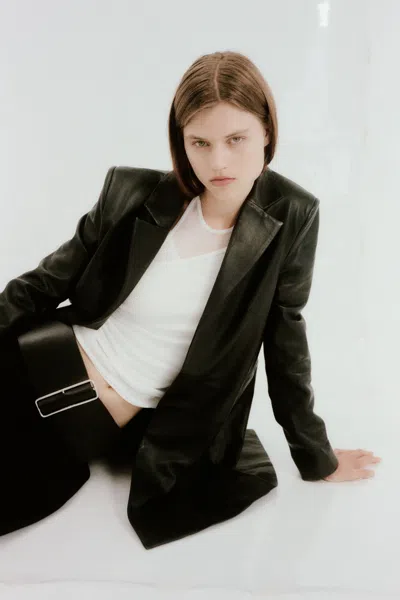 St Agni Leather Longline Jacket In Black