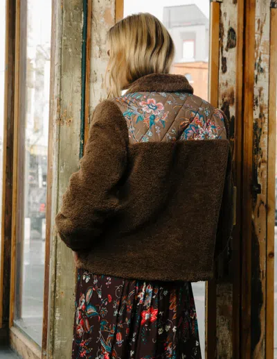 Love The Label Finley Sherpa Jacket In Brown