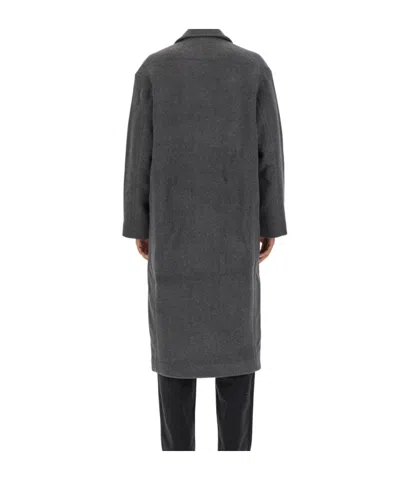 Séfr Long Wool Blend Coat Single Breasted In Animal Print