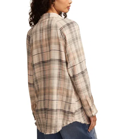 Lucky Brand Women's Tunic Plaid Button Down Shirt In Brown
