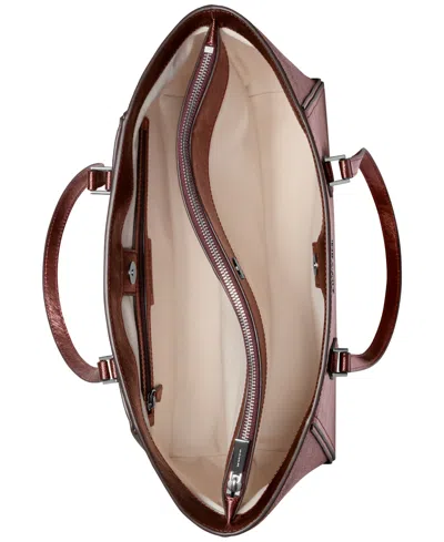 Michael Kors Taryn Large Dual Finish Tote In Burgundy