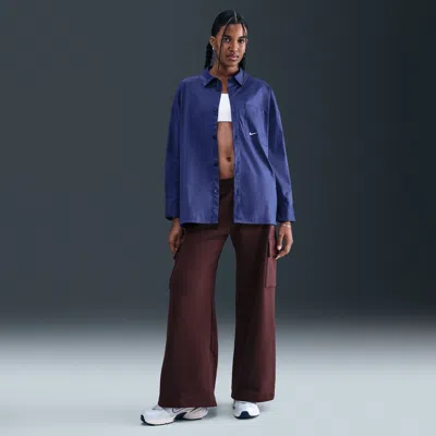 Nike Sportswear Phoenix Fleece Wide Leg Cargo Sweatpants In Burgundy