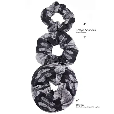 Babs Boutique Nyc Women's Black / White Babs Eco-chic Scrunchies - Brooklyn Bridge Print - Set Of Three Sizes In Multi