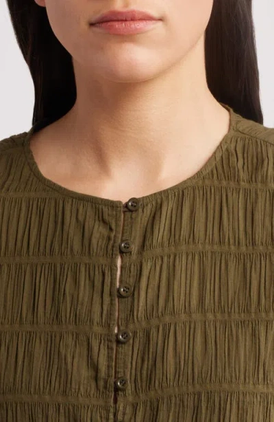 Frame The Smocked Cotton-blend Tank In Green