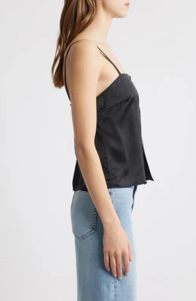 Frame Split Front Crop Silk Camisole In Blue