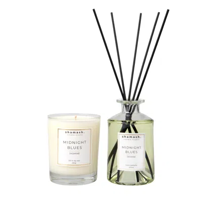 Shamash Candle Studio Neutrals Midnight Blues Bold Collection Candle & Reed Diffuser In Neutral