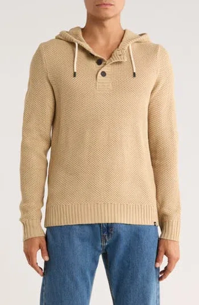 Union Textured Knit Hoodie In Brown
