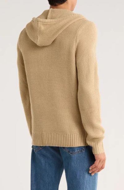 Union Textured Knit Hoodie In Brown