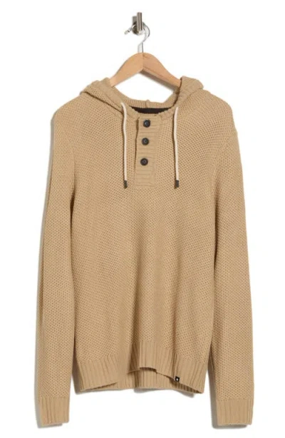 Union Textured Knit Hoodie In Brown