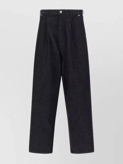 Comme Des Garçons Garment-dyed Black Rigid Denim Wide Leg Jeans In Blue