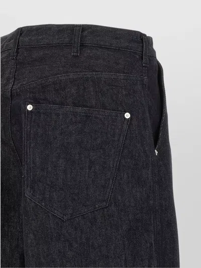 Comme Des Garçons Garment-dyed Black Rigid Denim Wide Leg Jeans In Blue