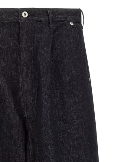 Comme Des Garçons Garment-dyed Black Rigid Denim Wide Leg Jeans In Blue