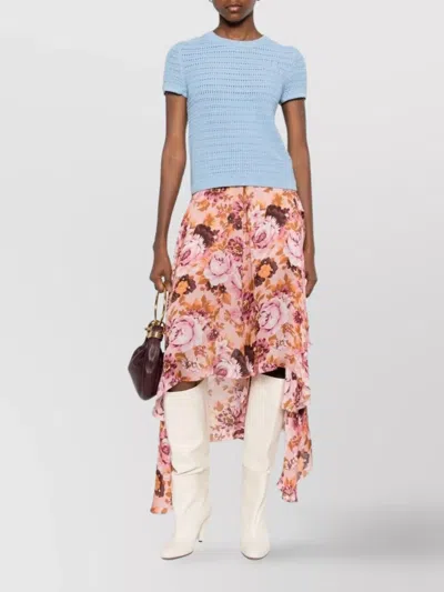 Chloé Asymmetric Floral Print Flowing Skirt In Multi