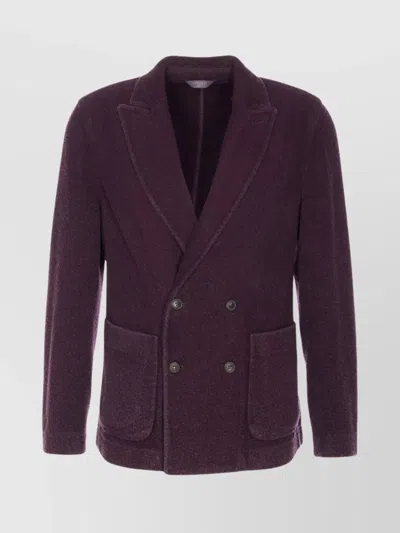 Circolo 1901 Textured Fabric Jacket Notched Lapel In Burgundy