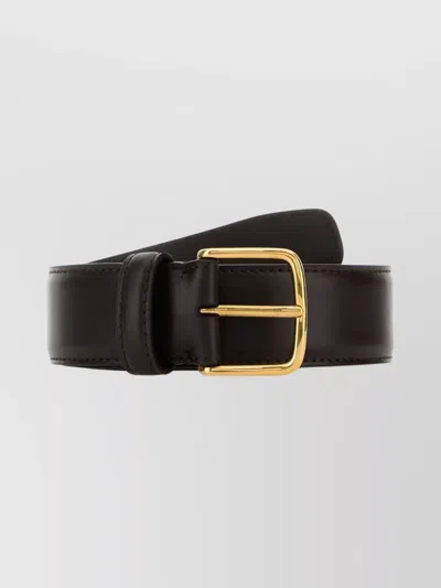 The Row Maxi Belt With Smooth Finish And Gold Buckle In Black