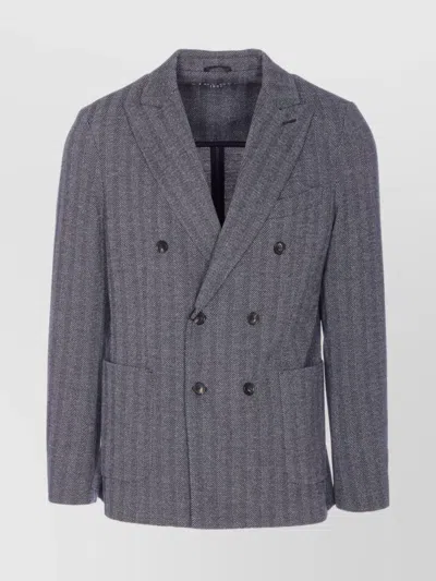 Circolo 1901 Double-breasted Chevron Jacket Pockets In Gray