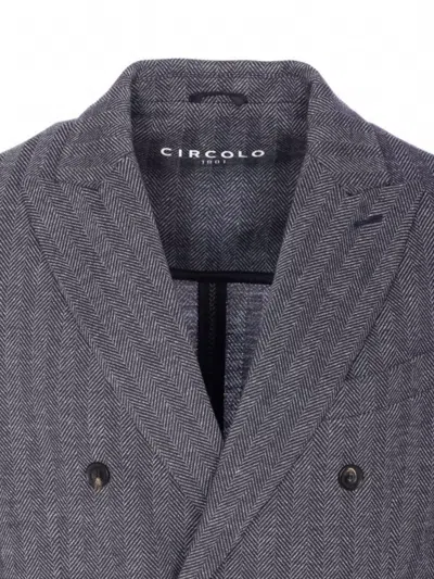 Circolo 1901 Double-breasted Chevron Jacket Pockets In Gray