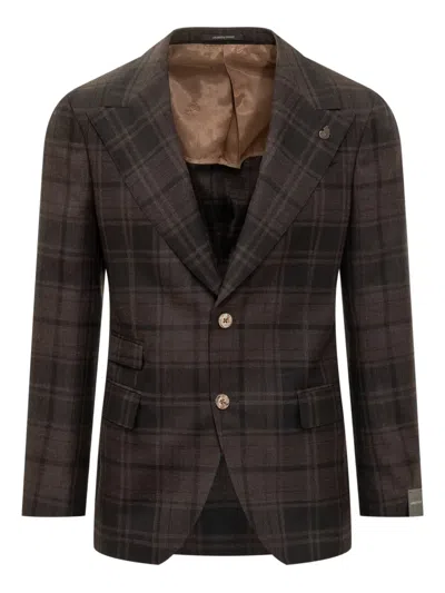 Gabriele Pasini Check-pattern Single-breasted Suit In Brown