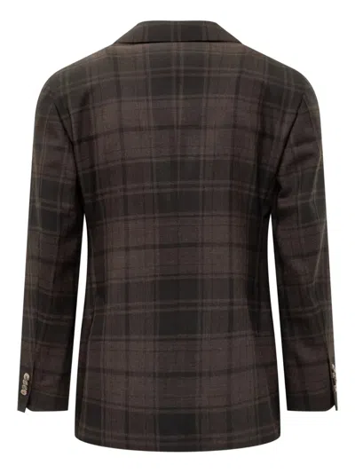 Gabriele Pasini Check-pattern Single-breasted Suit In Brown
