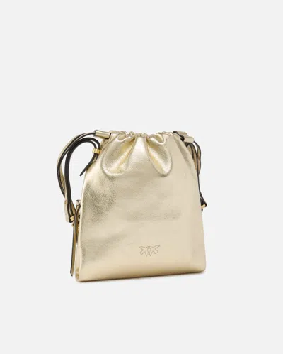Pinko Sac Porté Épaule Mini Slouchy Bag En Daim Lamé Avec Logo Love Birds
