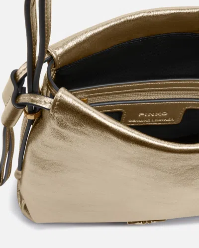 Pinko Sac Porté Épaule Mini Slouchy Bag En Daim Lamé Avec Logo Love Birds