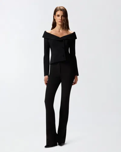 Pinko Antonina Black Jacket With Off-shoulder Neckline In Tech Fabric Woman In Black