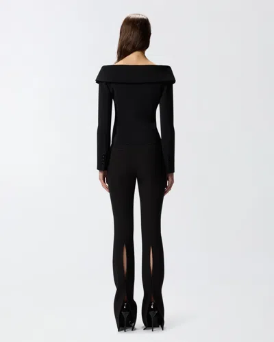 Pinko Antonina Black Jacket With Off-shoulder Neckline In Tech Fabric Woman In Black