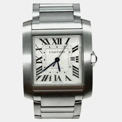 Pre-owned Cartier Tank Francaise Wsta0067 Automatic Silver Roman Stainless Steel Unisex Wristwatch 36.7 Mm X 30.5 Mm