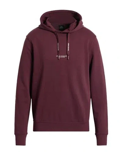 Armani Exchange Man Sweatshirt Burgundy Size L Cotton, Elastane In Purple