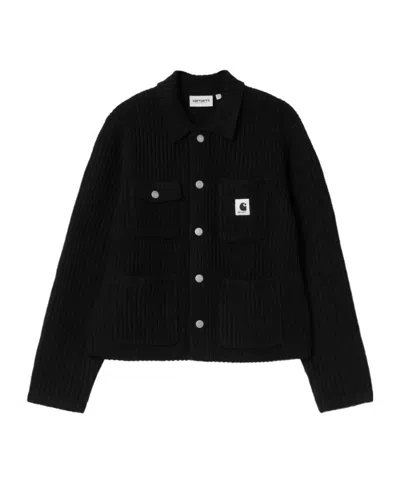 Carhartt Cardigan With Collared Design And Pockets In Black