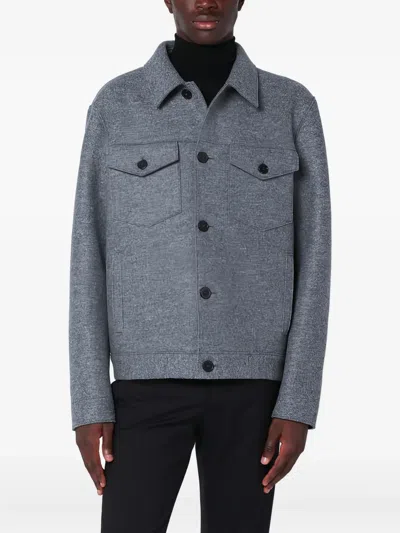 Harris Wharf London Wool Jacket With Chest Pockets And Collar In Gray