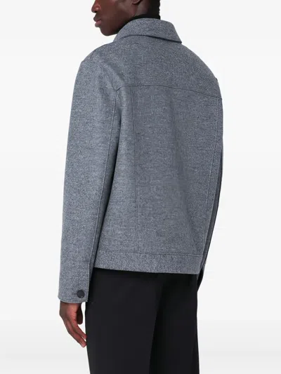 Harris Wharf London Wool Jacket With Chest Pockets And Collar In Gray