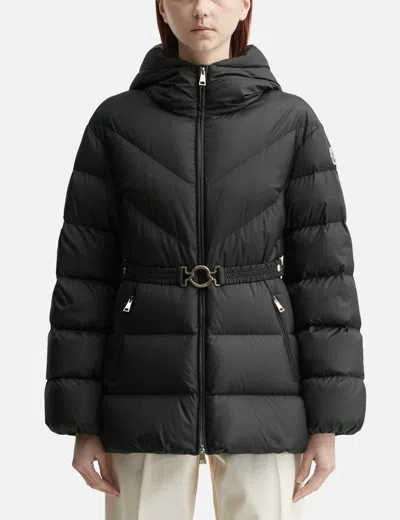 Moncler Brosse Diagonal-quilted Hooded Short Down Jacket In Black