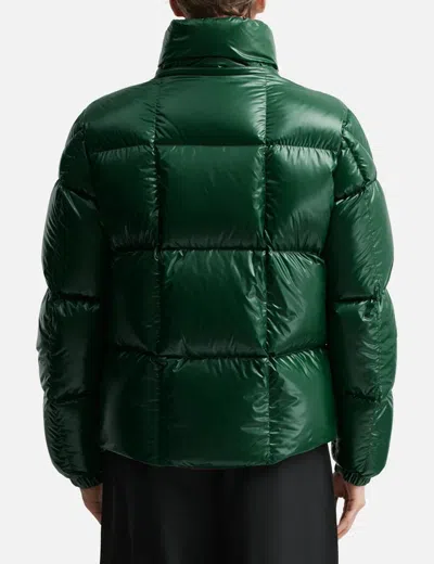 Moncler Parana Glossy Hooded Short Down Jacket Clothing In Green