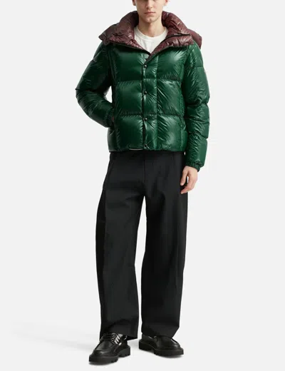 Moncler Parana Glossy Hooded Short Down Jacket Clothing In Green