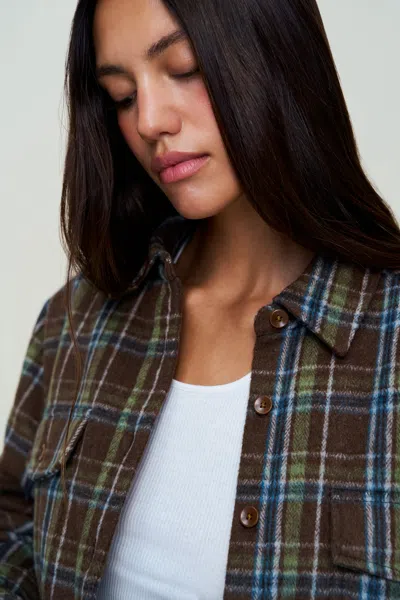 Danielle Guizio Ny Parker Quilted Lined Shacket In Brown