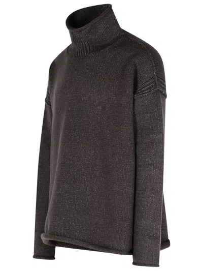 Acne Studios Dark Grey Cotton Blend Turtleneck Sweater Men In Gray