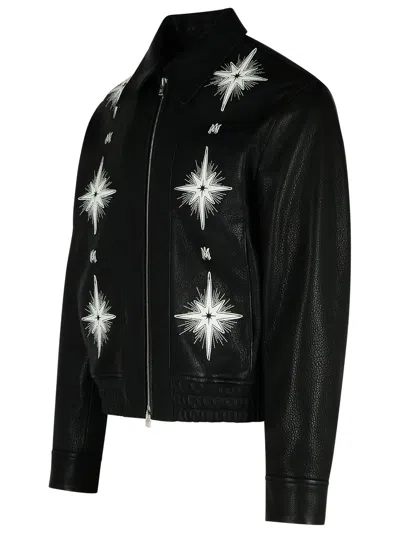 Amiri Black Leather Jacket Men In Black