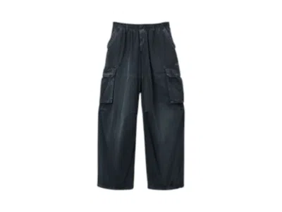 Pre-owned Alexander Wang Women's  Turned Down Elastic Cargo Pant In Washed Jet Black