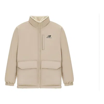 New Balance Logo Warm Down Jacket 'beige White' In Neutral
