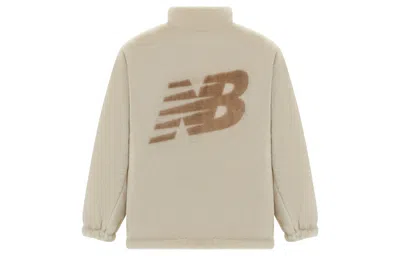 New Balance Logo Warm Down Jacket 'beige White' In Neutral